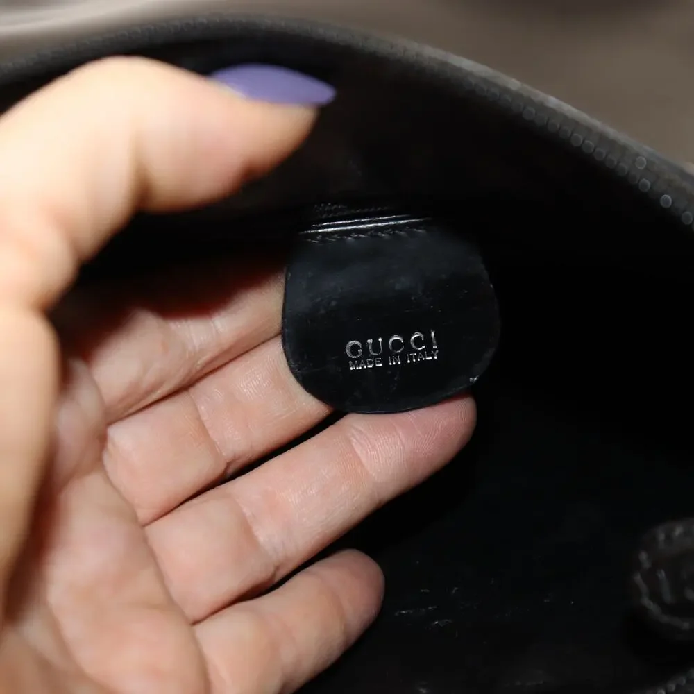 Vintage Gucci‎ Black Patent GG Logo Shoulder Bag